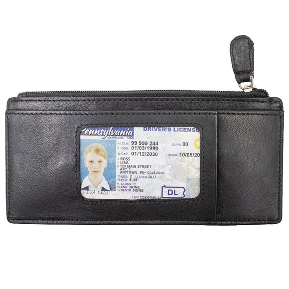 Genuine Leather Credit Card Holder Slim Women Wallet - Picture 2 of 7